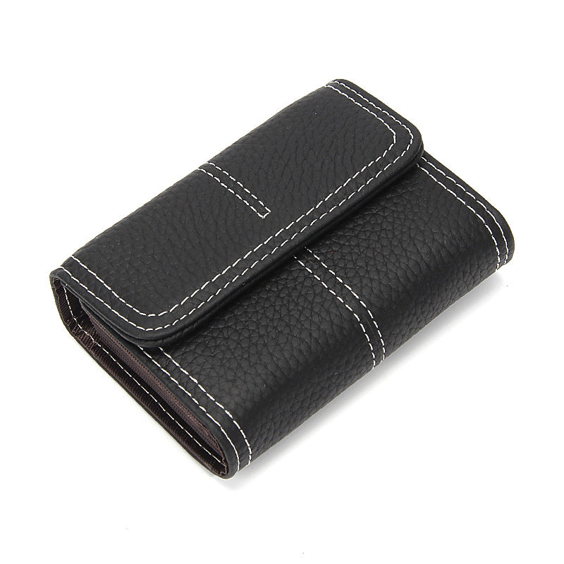 Large Capacity Women's Key Chain First Layer Cowhide Card Holder Wallet