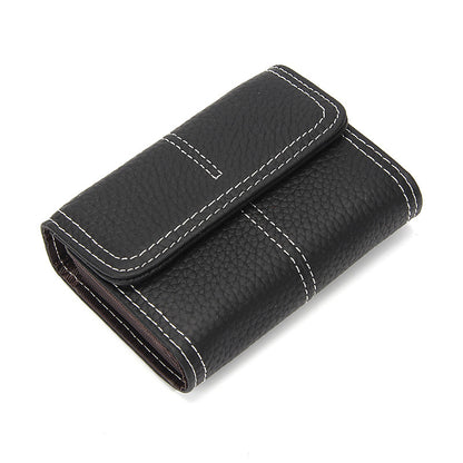 Large Capacity Women's Key Chain First Layer Cowhide Card Holder Wallet